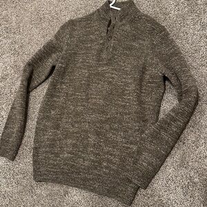 Joseph Abboud Brown Crewneck Sweater with Button Detail